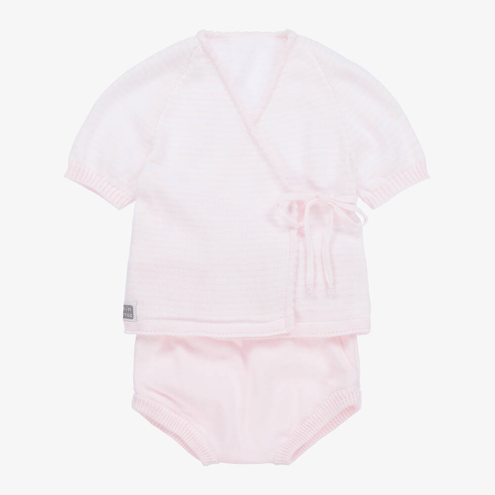 Minutus - Baby Girls Pink Cotton Shorts Set | Childrensalon
