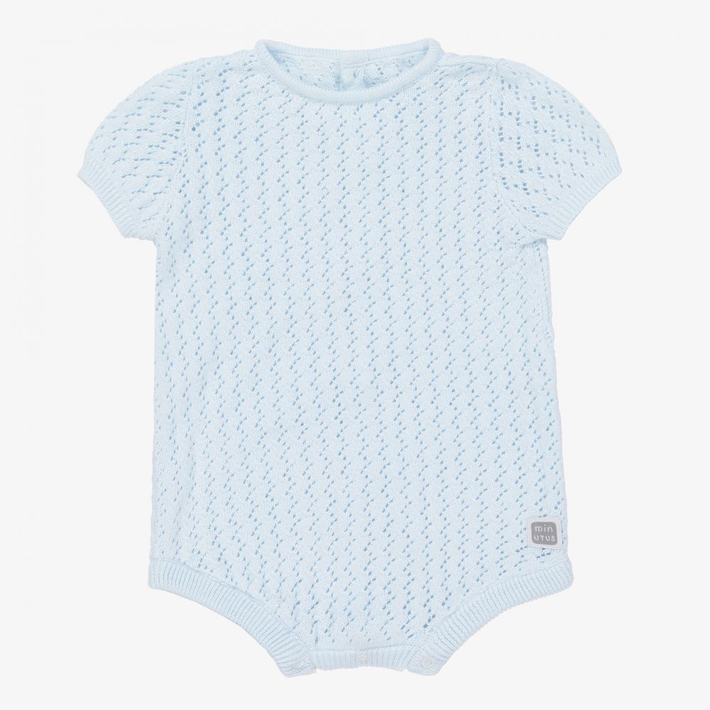 Minutus - Blue Cotton Knit Baby Shortie | Childrensalon