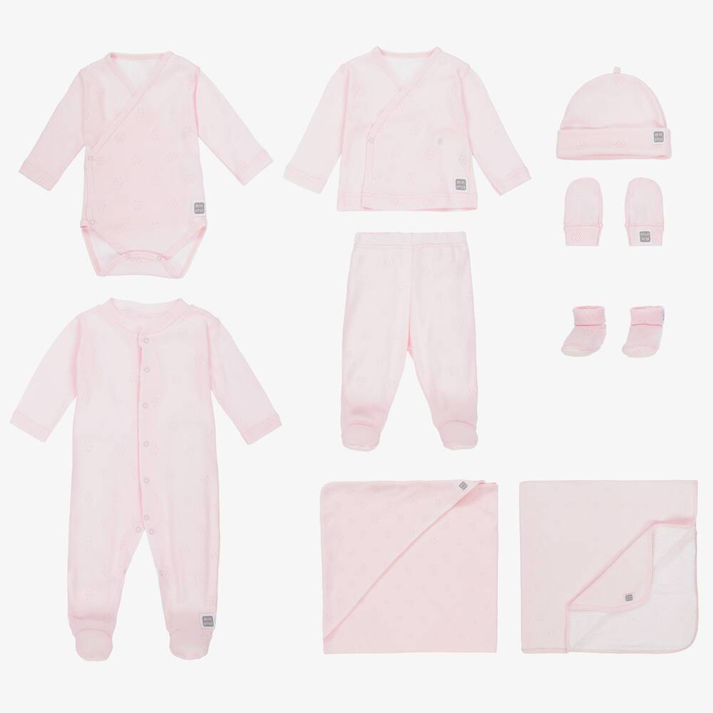 Minutus - Girls Pink Cotton Babysuit Set | Childrensalon
