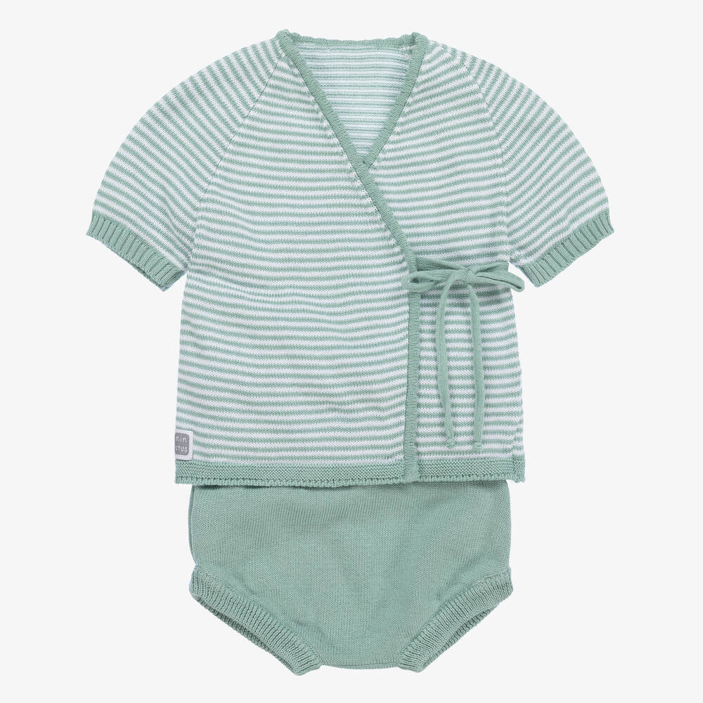 Minutus - Green Cotton Baby Shorts Set | Childrensalon