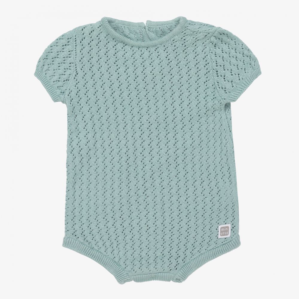 Minutus - Green Cotton Knit Baby Shortie | Childrensalon