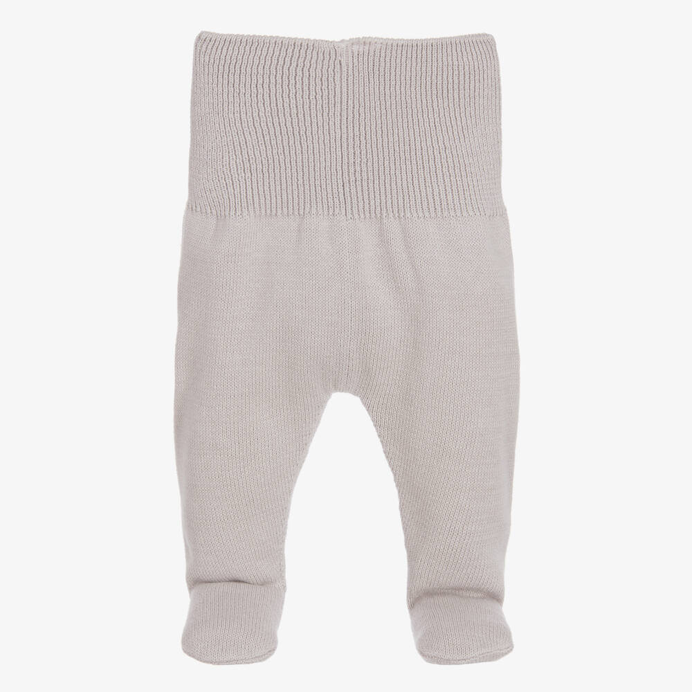 Minutus - Grey Cotton Knit Baby Trousers | Childrensalon