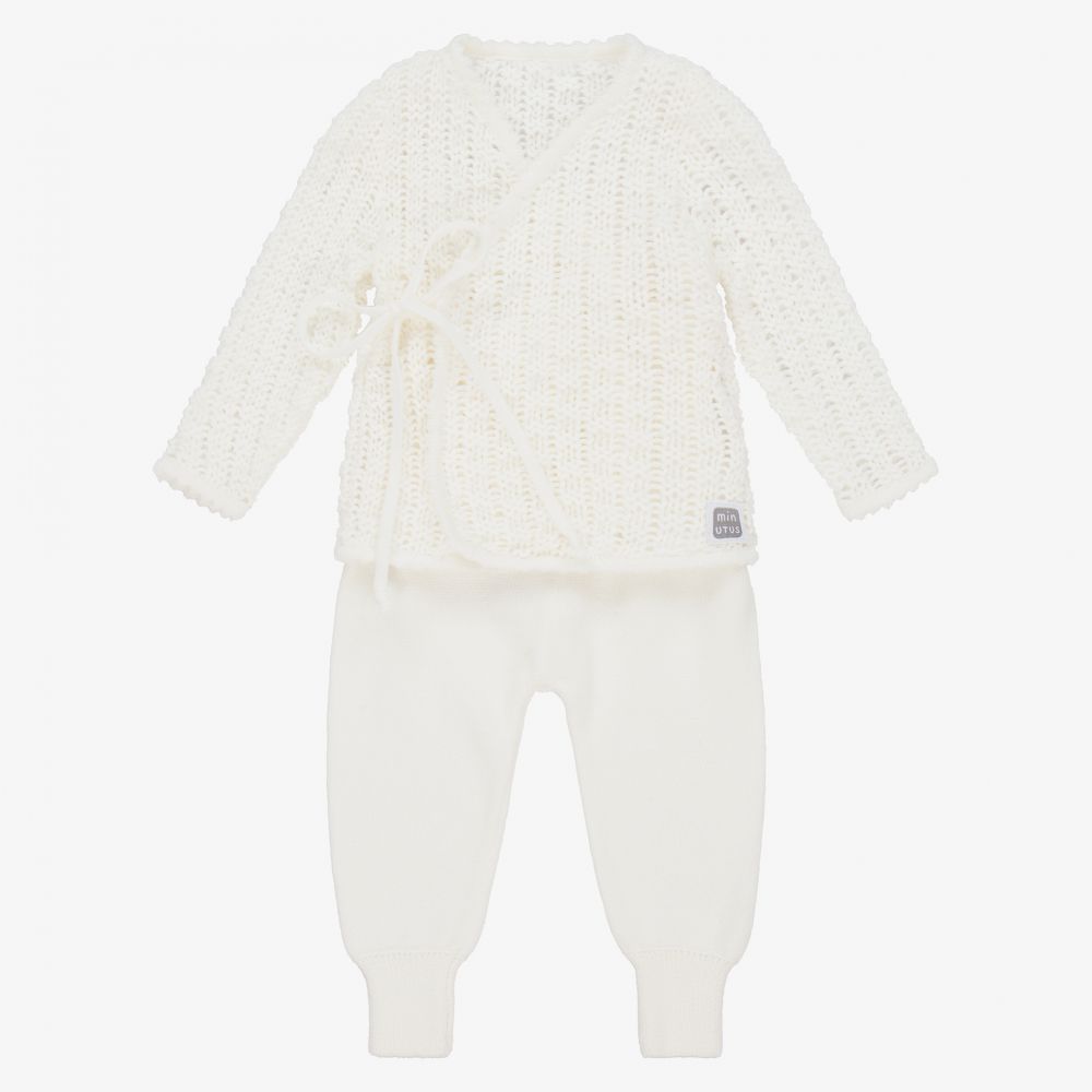Minutus - Ivory Knit Baby Trouser Set | Childrensalon