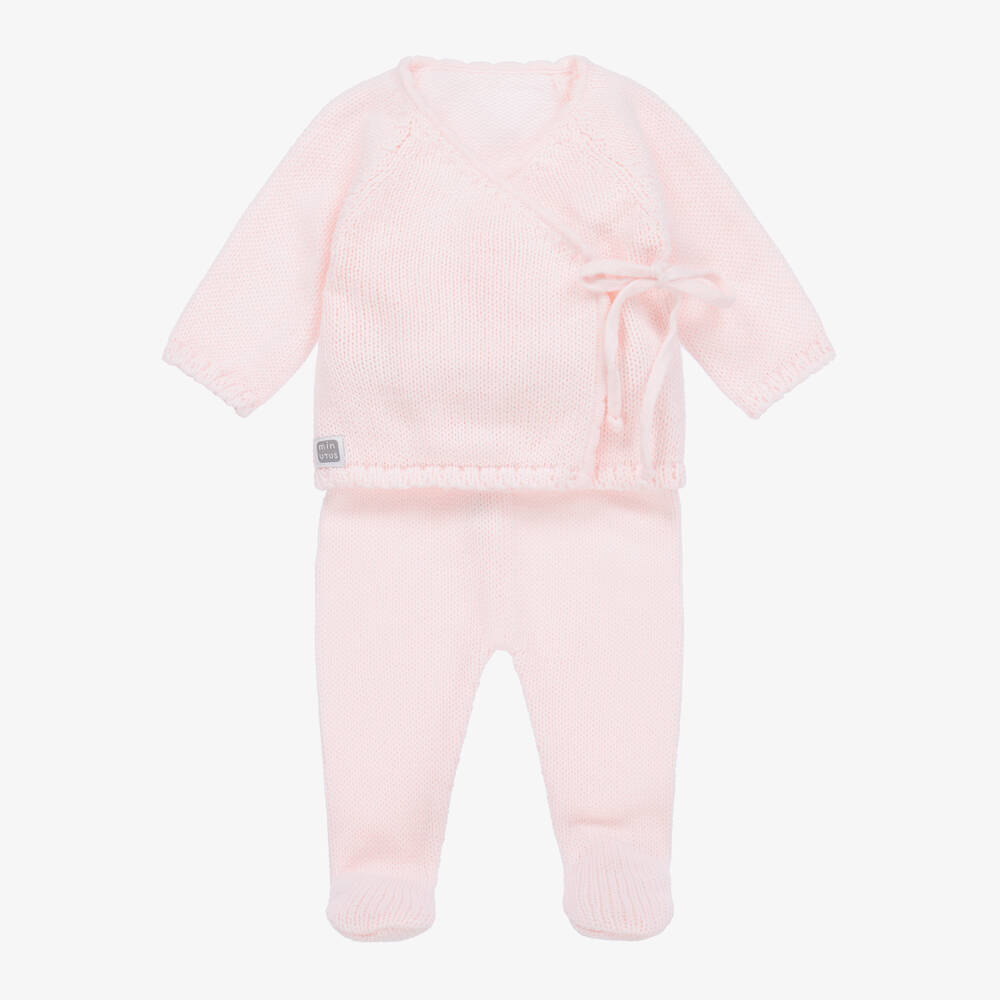 Shop Minutus Girls Pink Knit 2 Piece Babygrow