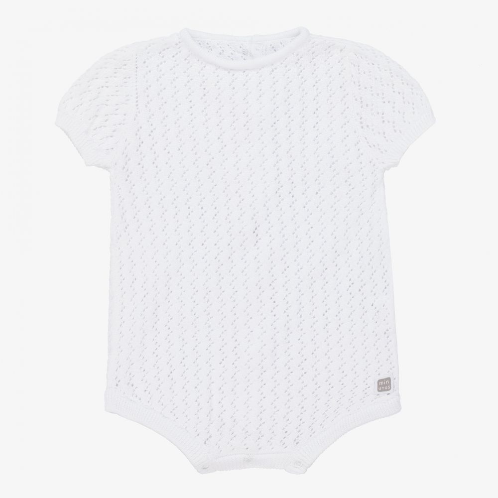 Minutus - White Cotton Knit Baby Shortie | Childrensalon