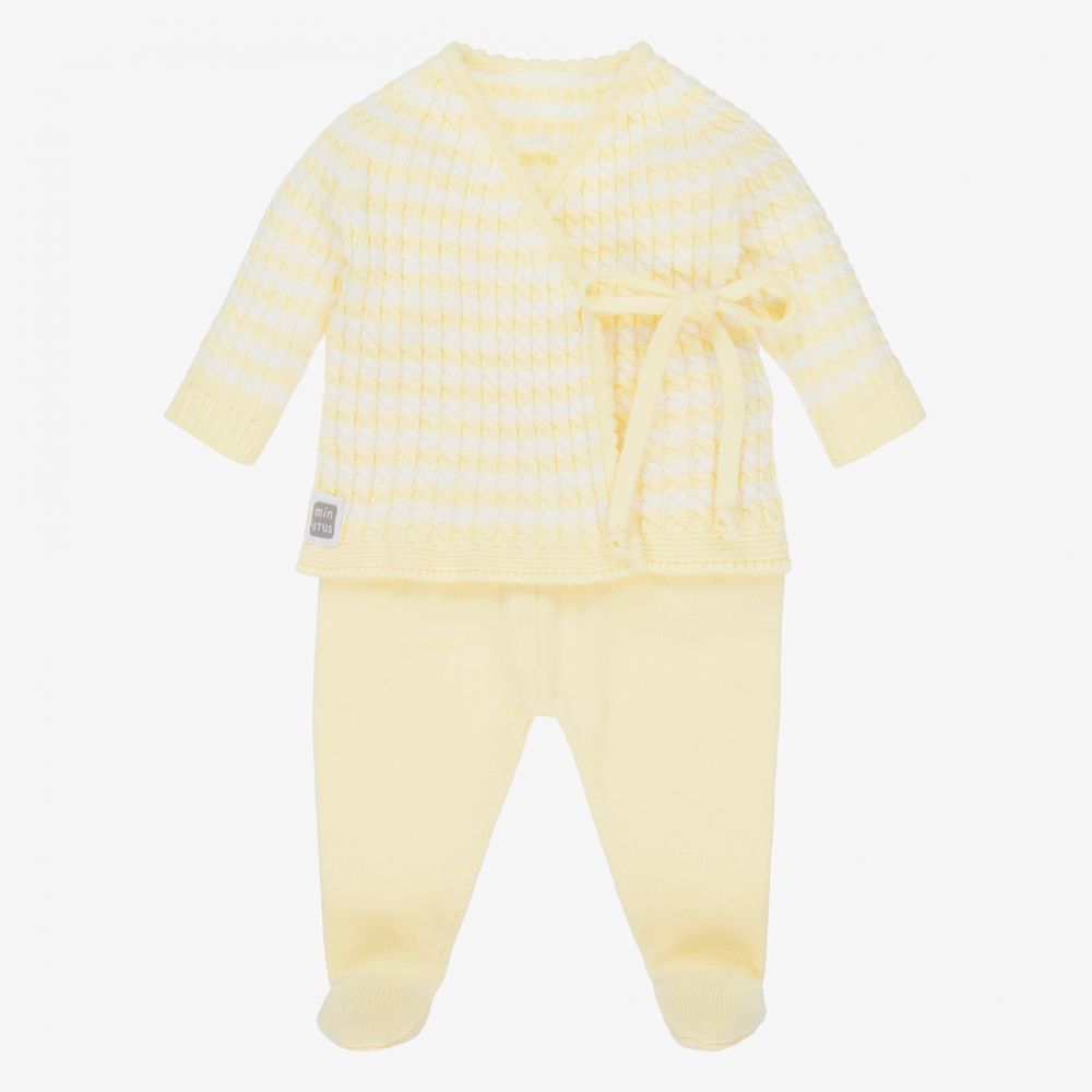 Minutus - Желтый вязаный костюм для малышей из двух предметов | Childrensalon