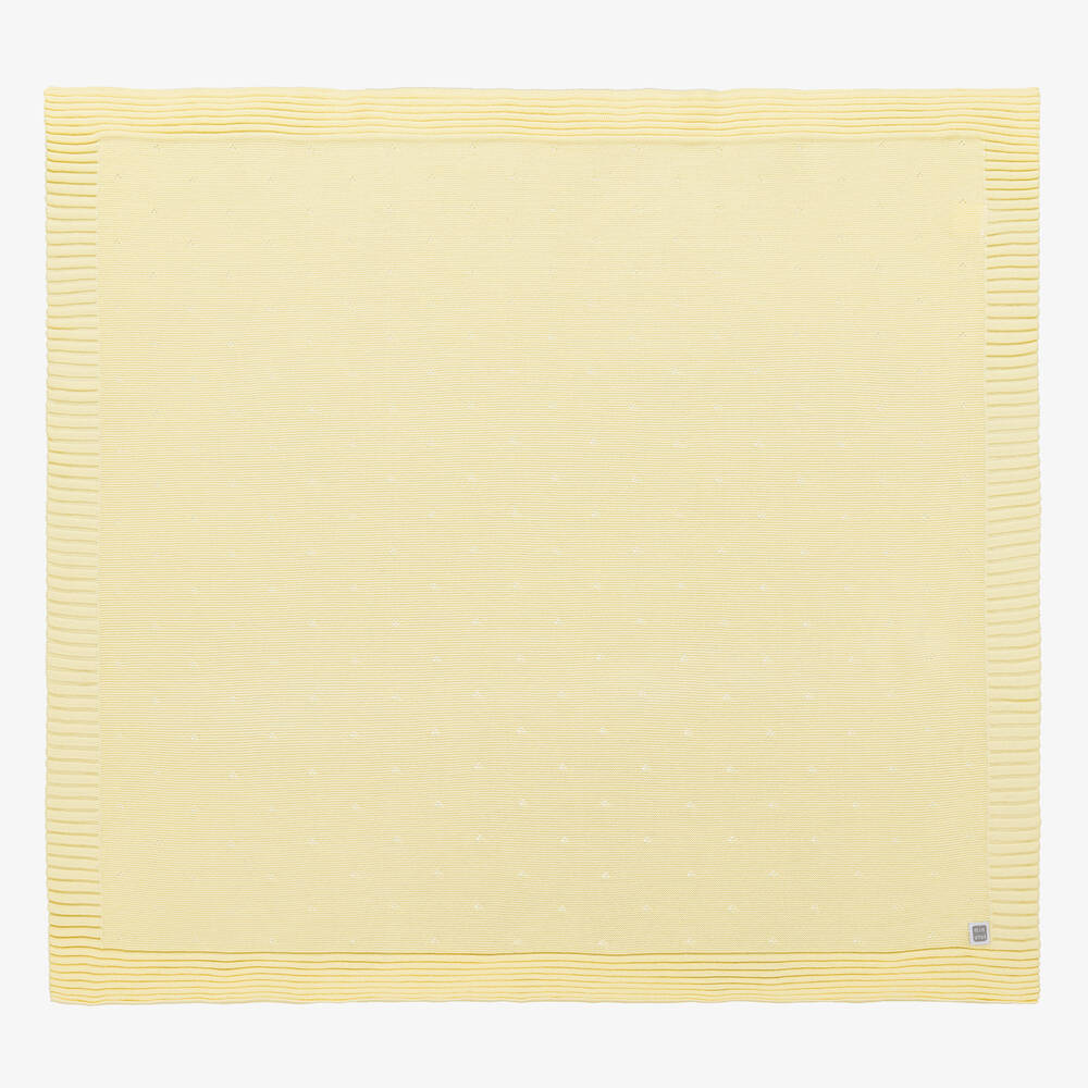 Minutus - Yellow Knitted Cotton Blanket (94cm) | Childrensalon