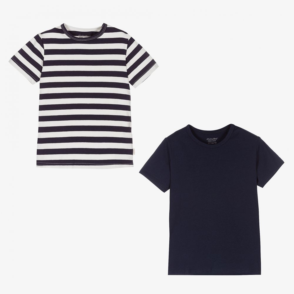 Minymo - T-shirts bleus et ivoire (x 2) | Childrensalon