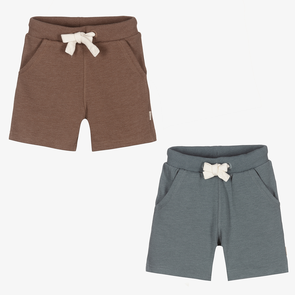 Minymo - Brown & Blue Shorts (2 Pack) | Childrensalon