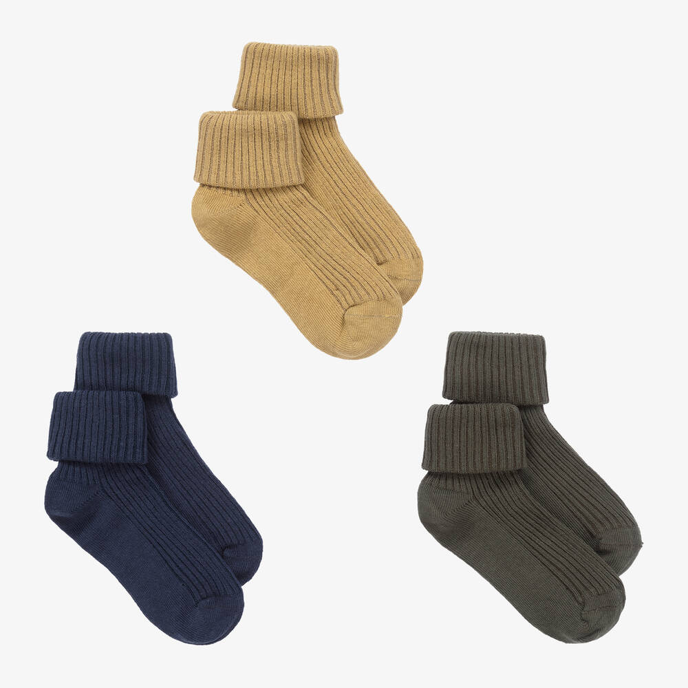 Minymo - Green & Blue Socks (3 Pack) | Childrensalon