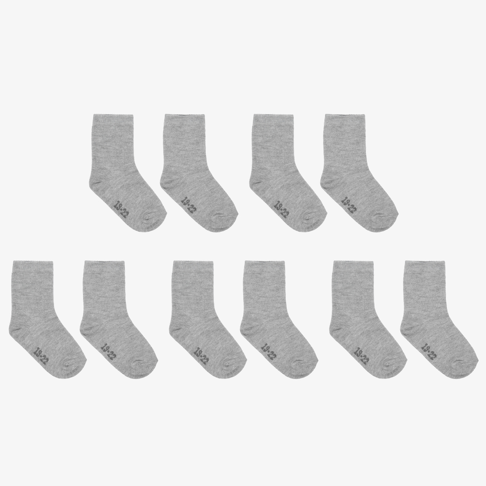Minymo - Grey Cotton Socks (5 Pack) | Childrensalon