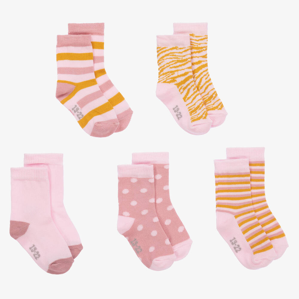 Minymo - Rosa, gestreifte Socken (5er-Pack) | Childrensalon