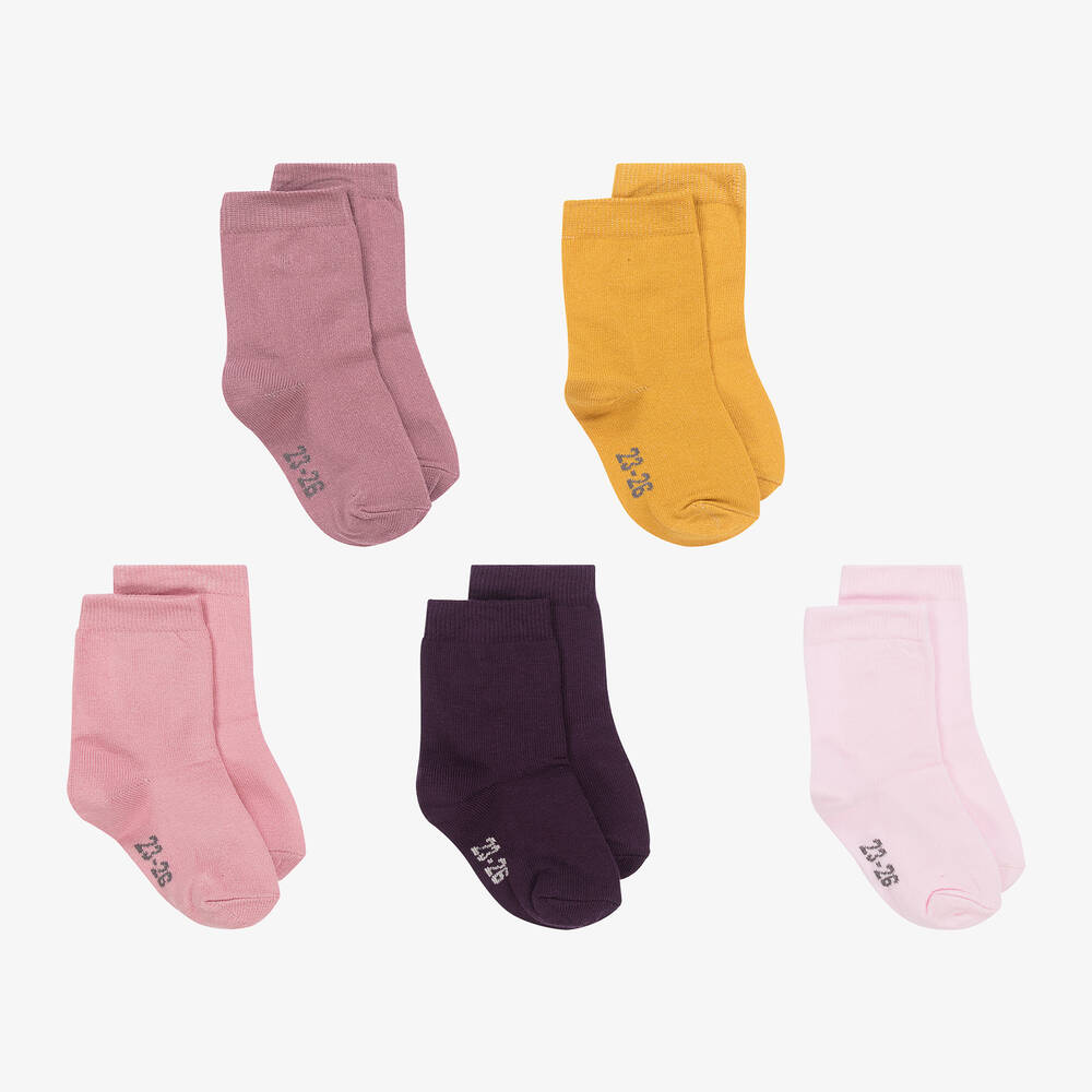 Minymo - Pink & Yellow Socks (5 Pack) | Childrensalon