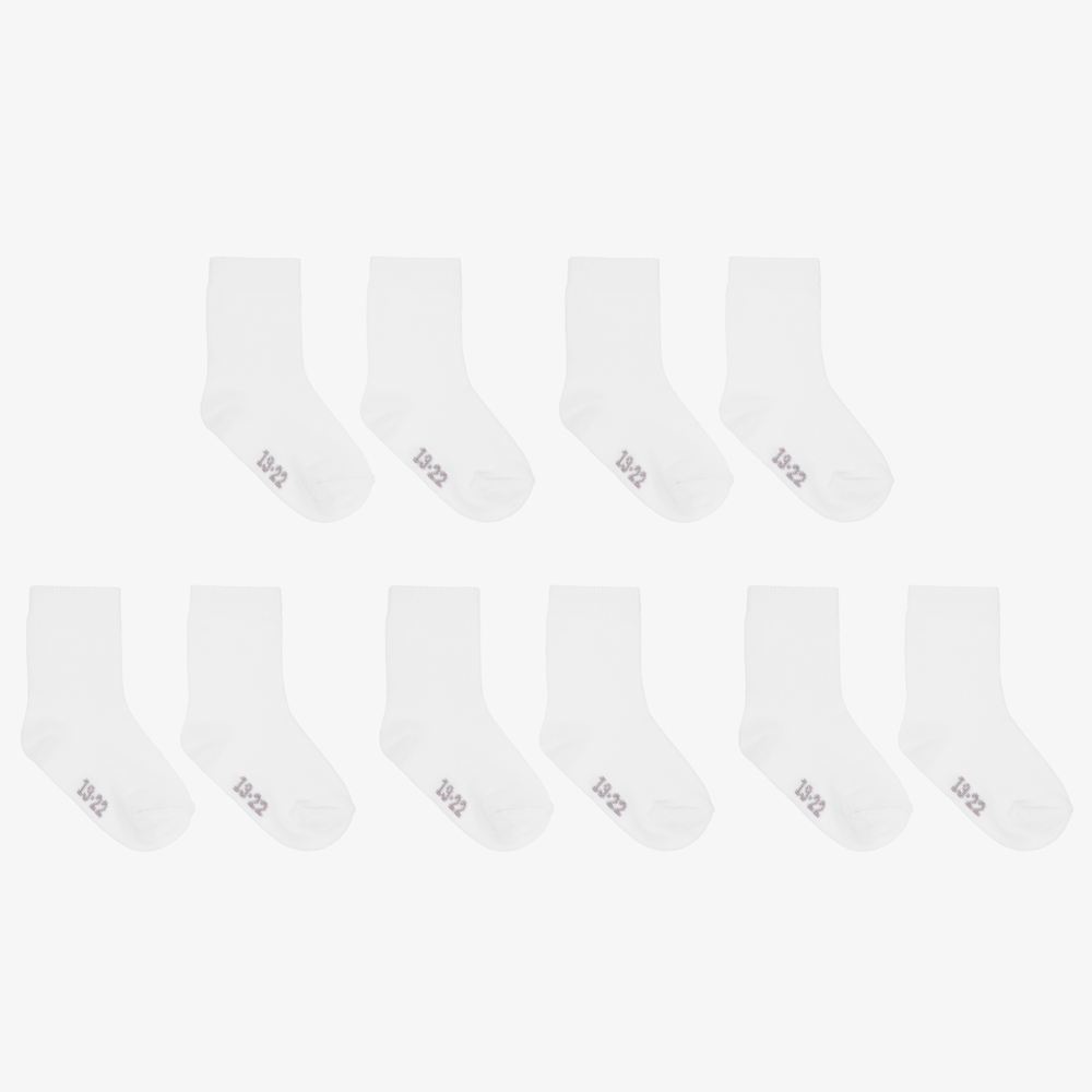 Minymo - White Cotton Socks (5 Pack) | Childrensalon