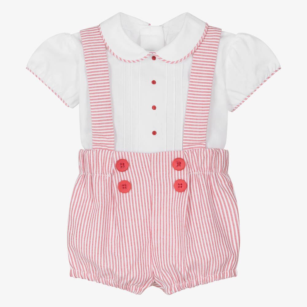 Miranda - Baby Boys Red Stripe Cotton Shorts Set | Childrensalon