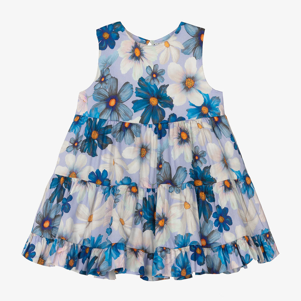 Miranda - Baby Girls Blue Floral Cotton Dress | Childrensalon