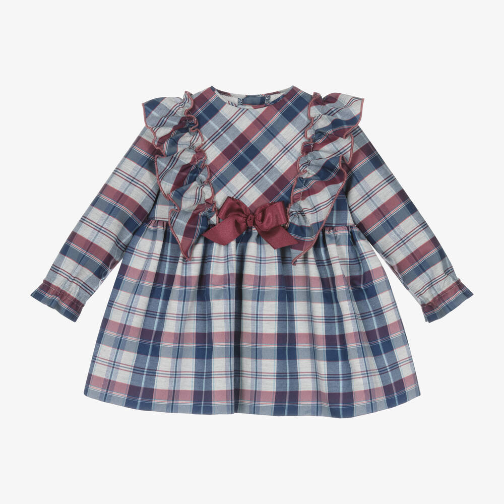 Miranda - Baby Girls Grey Tartan Dress  | Childrensalon