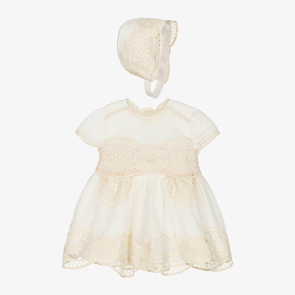 Shop Miranda Baby Girls Ivory Tulle & Lace Dress Set