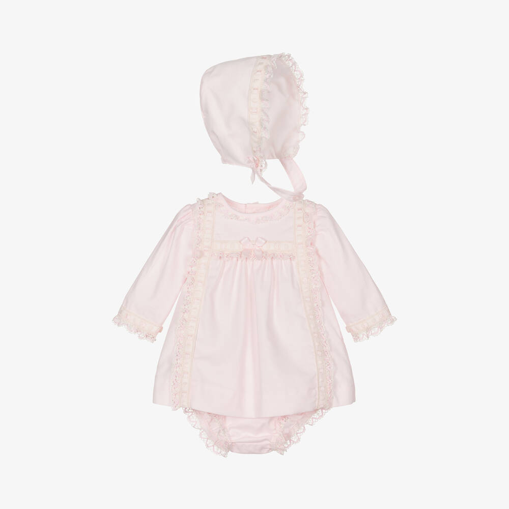 Miranda - Baby Girls Pink Cotton Dress Set | Childrensalon