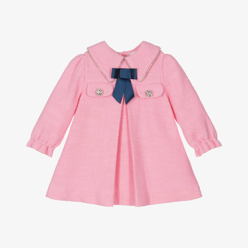 Miranda - Baby Girls Pink Tweed Dress | Childrensalon