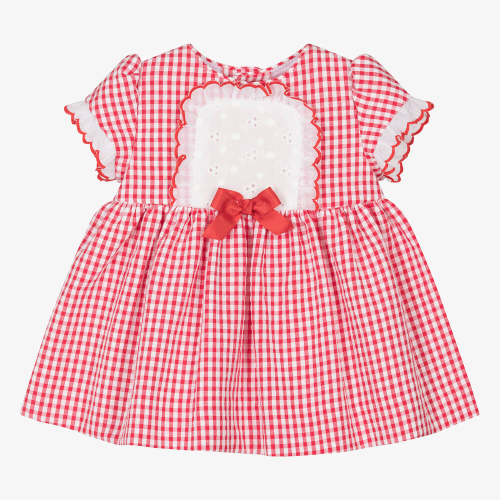 Miranda - Baby Girls Red Gingham Cotton Dress | Childrensalon