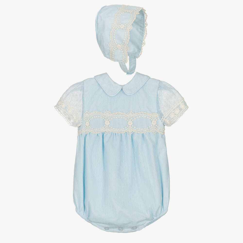 Miranda - Blue Tulle & Lace Baby Shortie Set | Childrensalon