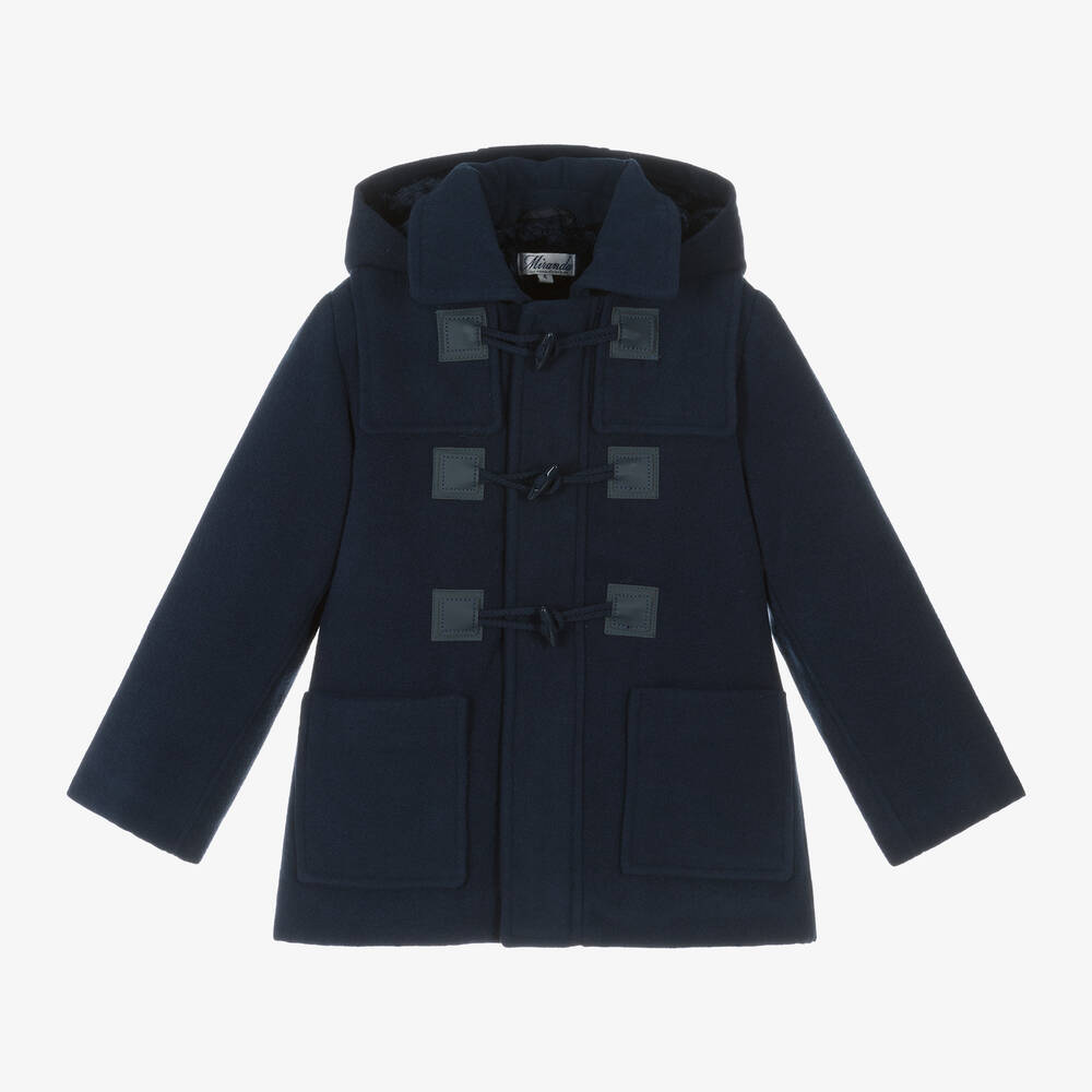 Miranda - Boys Blue Hooded Duffle Coat | Childrensalon