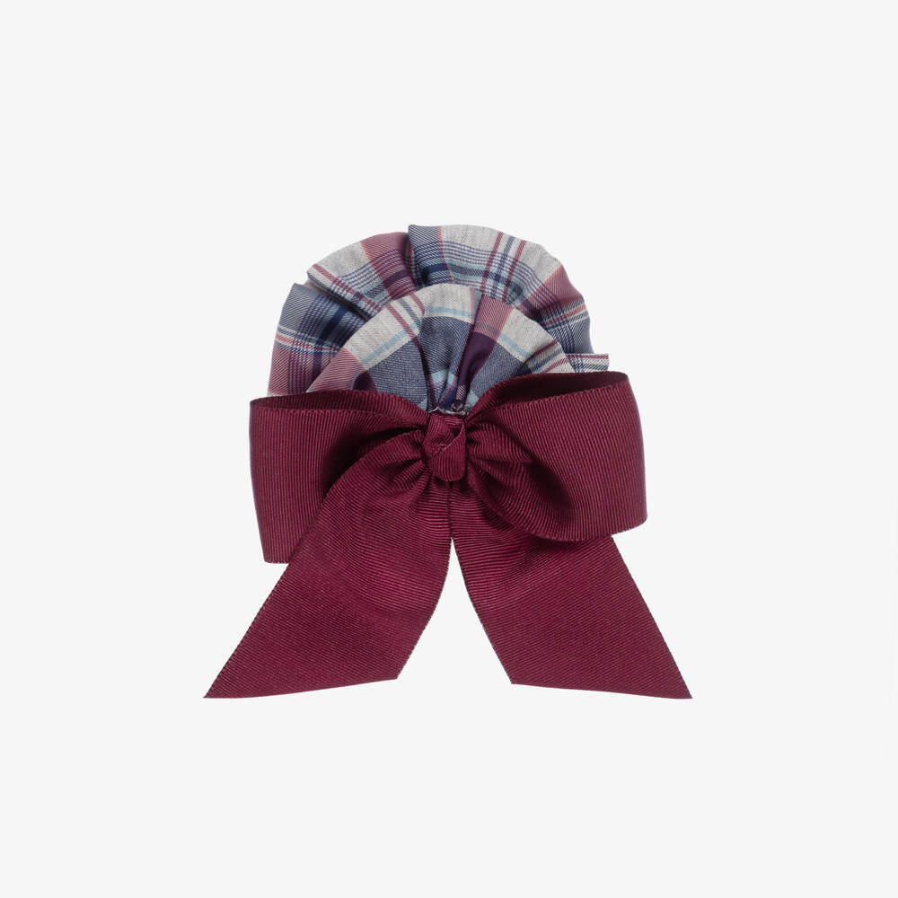 Miranda - Girls Blue & Red Tartan Hair Clip (10cm) | Childrensalon