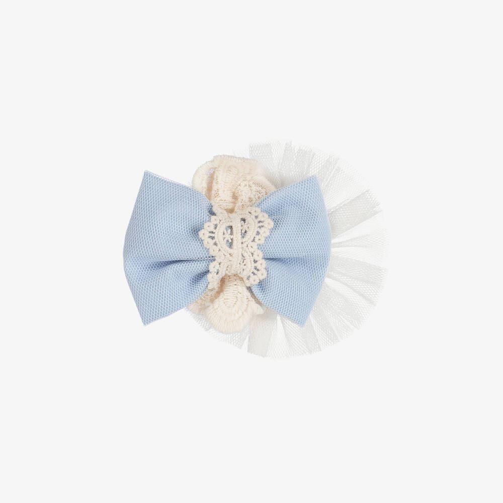 Miranda Kids' Girls Blue Tulle Bow Hair Clip (10cm)