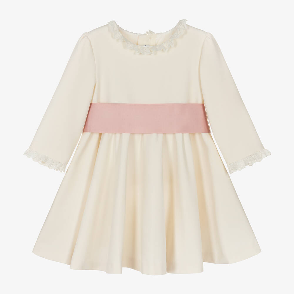 Miranda - Girls Ivory Crêpe Dress | Childrensalon