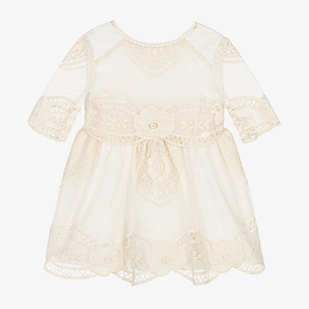 Miranda - Girls Ivory Tulle & Lace Dress | Childrensalon