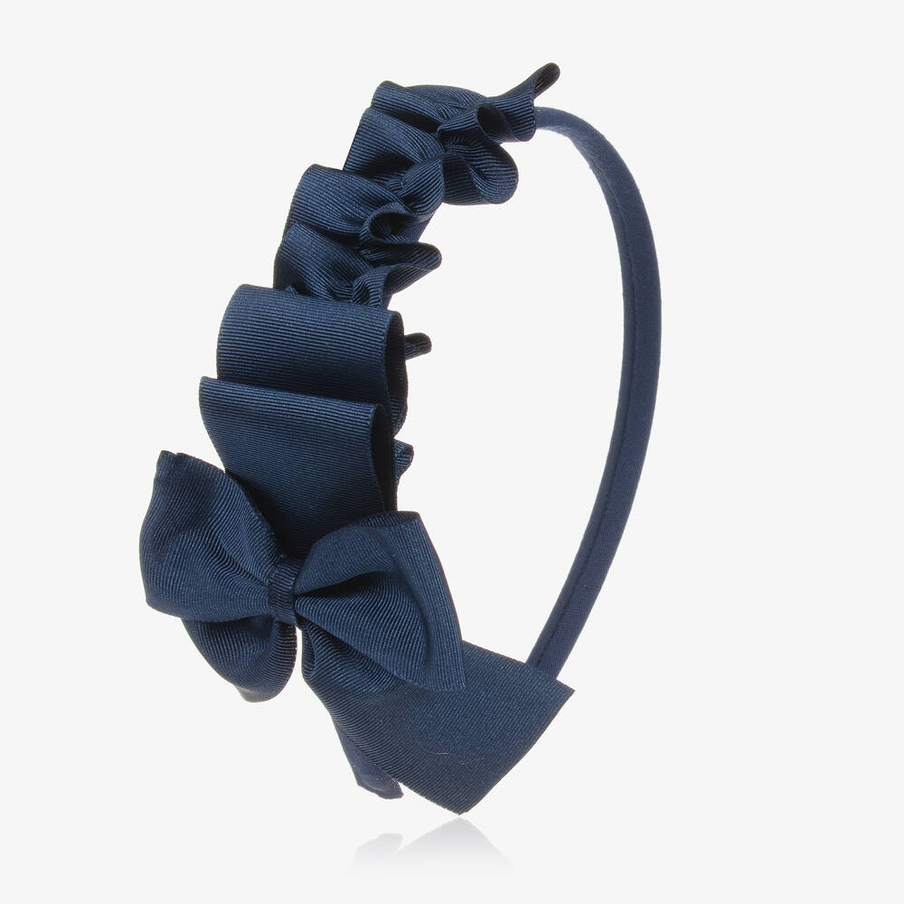 Miranda - Girls Navy Blue Grosgrain Ribbon Hairband | Childrensalon