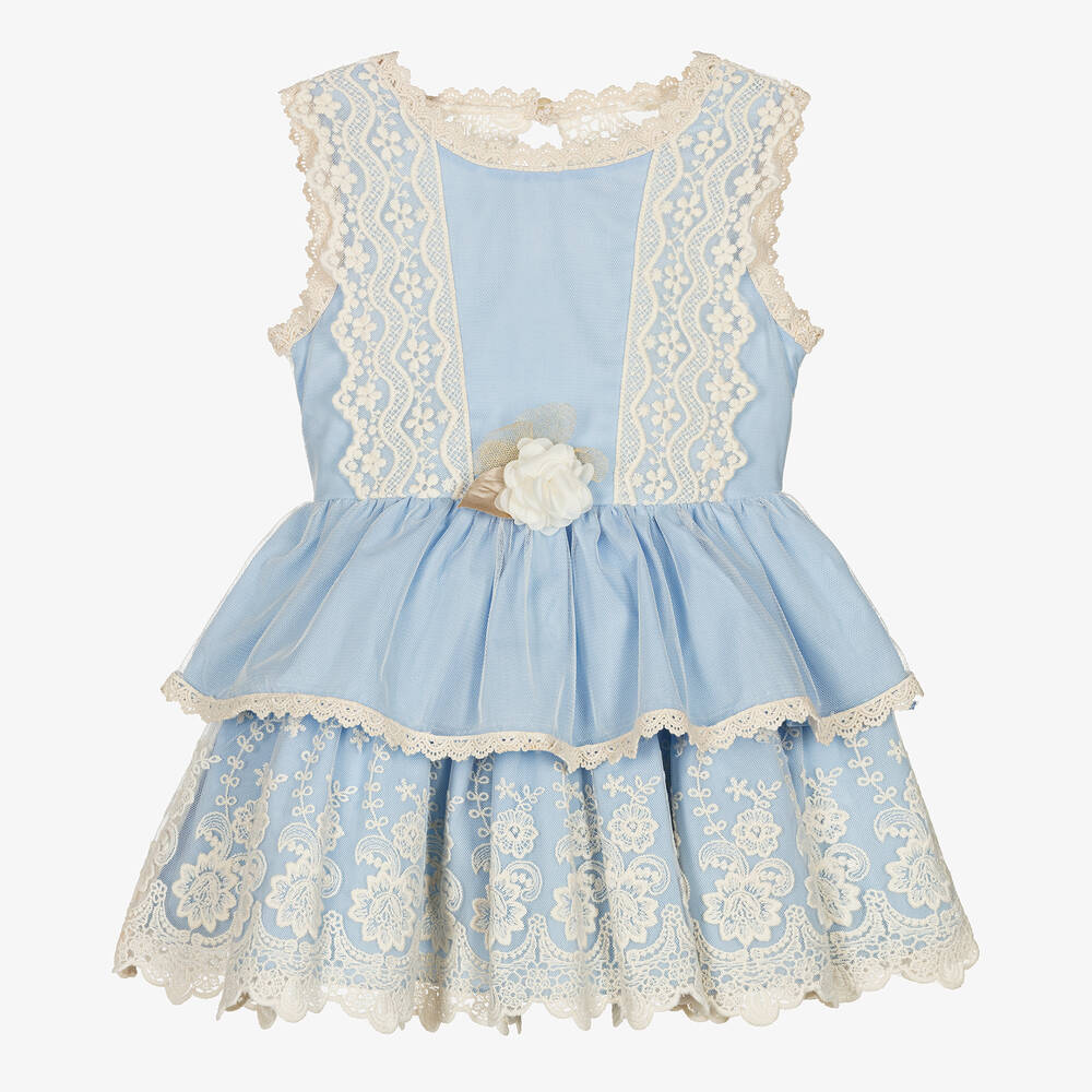 Shop Miranda Girls Pale Blue Lace Dress