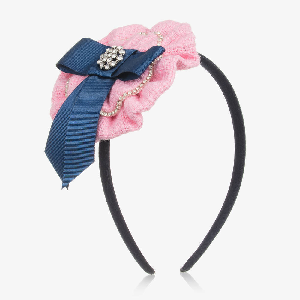 Miranda - Girls Pink & Blue Rosette Hairband | Childrensalon