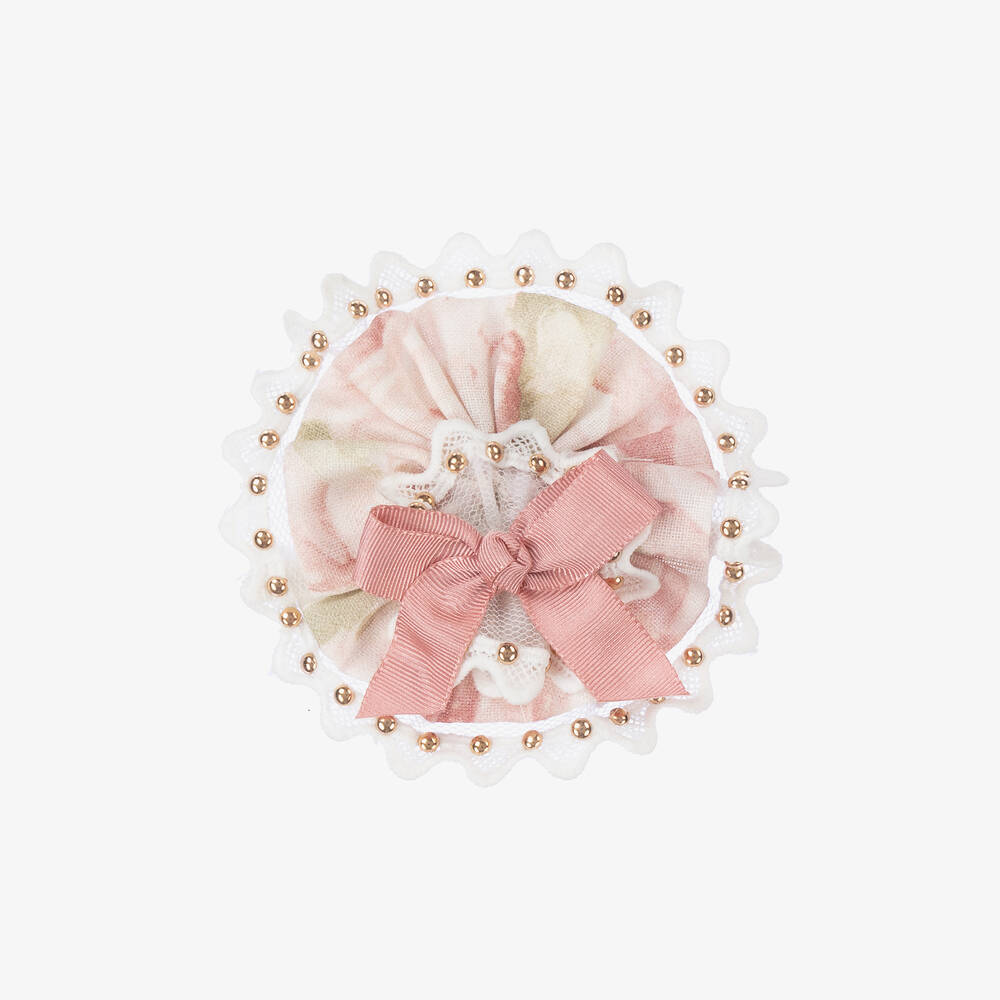 Miranda - Girls Pink Floral Hairclip (10cm) | Childrensalon