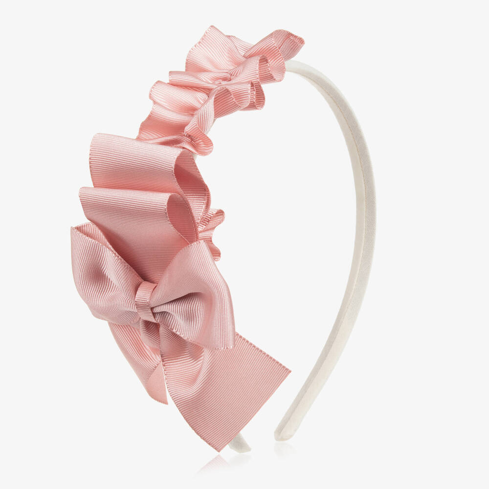 Miranda - Girls Pink Grosgrain Ribbon Hairband | Childrensalon