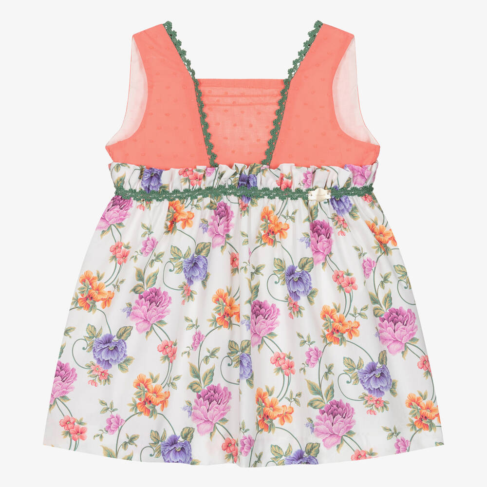 Miranda - Girls Pink & Ivory Cotton Floral Dress | Childrensalon