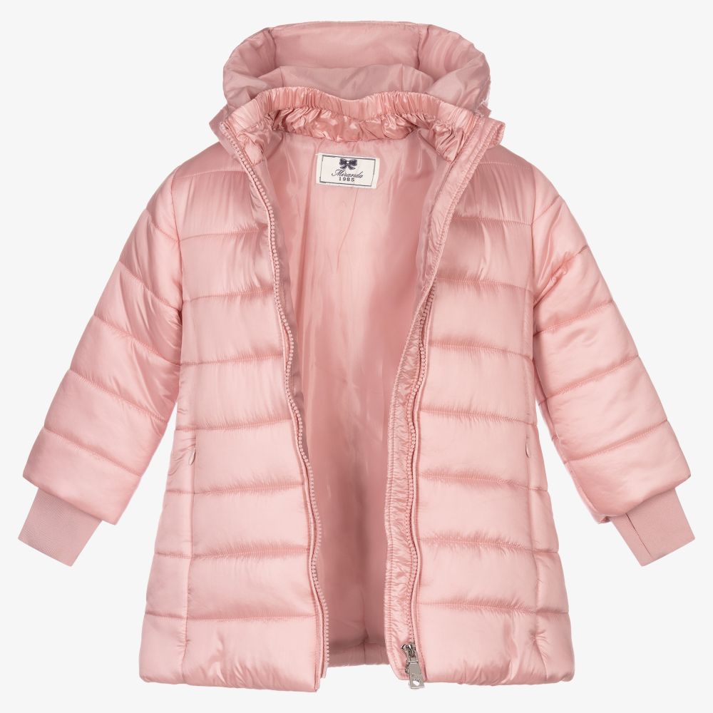 Miranda - Girls Pink Puffer Coat | Childrensalon