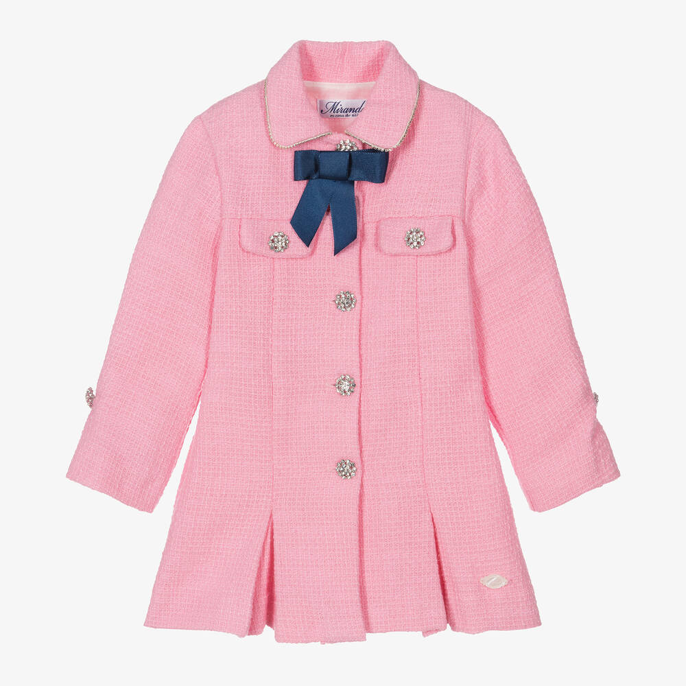 Miranda - Girls Pink Tweed & Diamanté Dress | Childrensalon