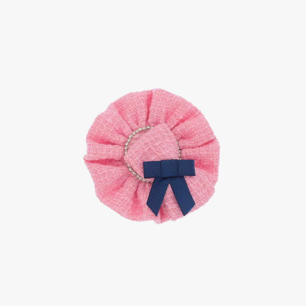 Miranda - Girls Pink Tweed Hairclip (9cm) | Childrensalon