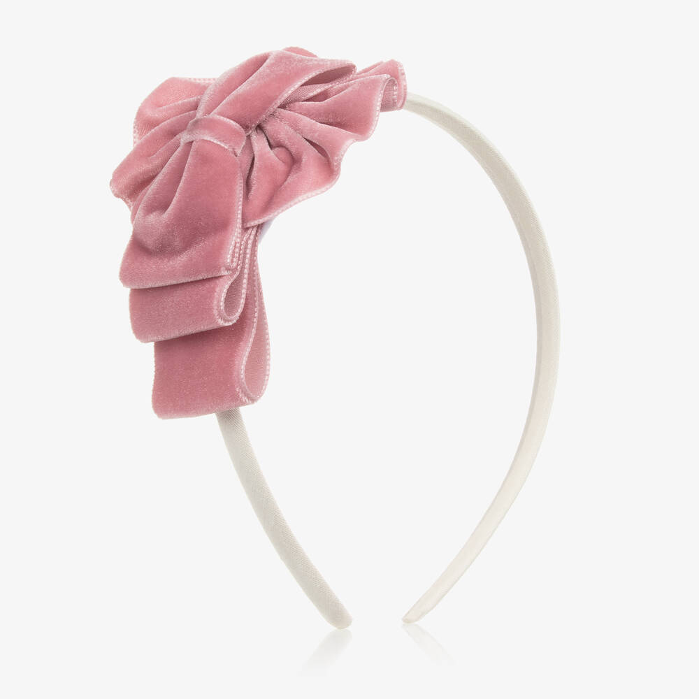 Miranda - Girls Pink Velvet Hairband | Childrensalon