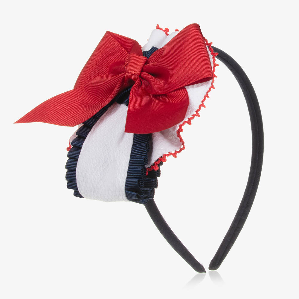 Miranda - Girls Red Bow Rosette Hairband | Childrensalon