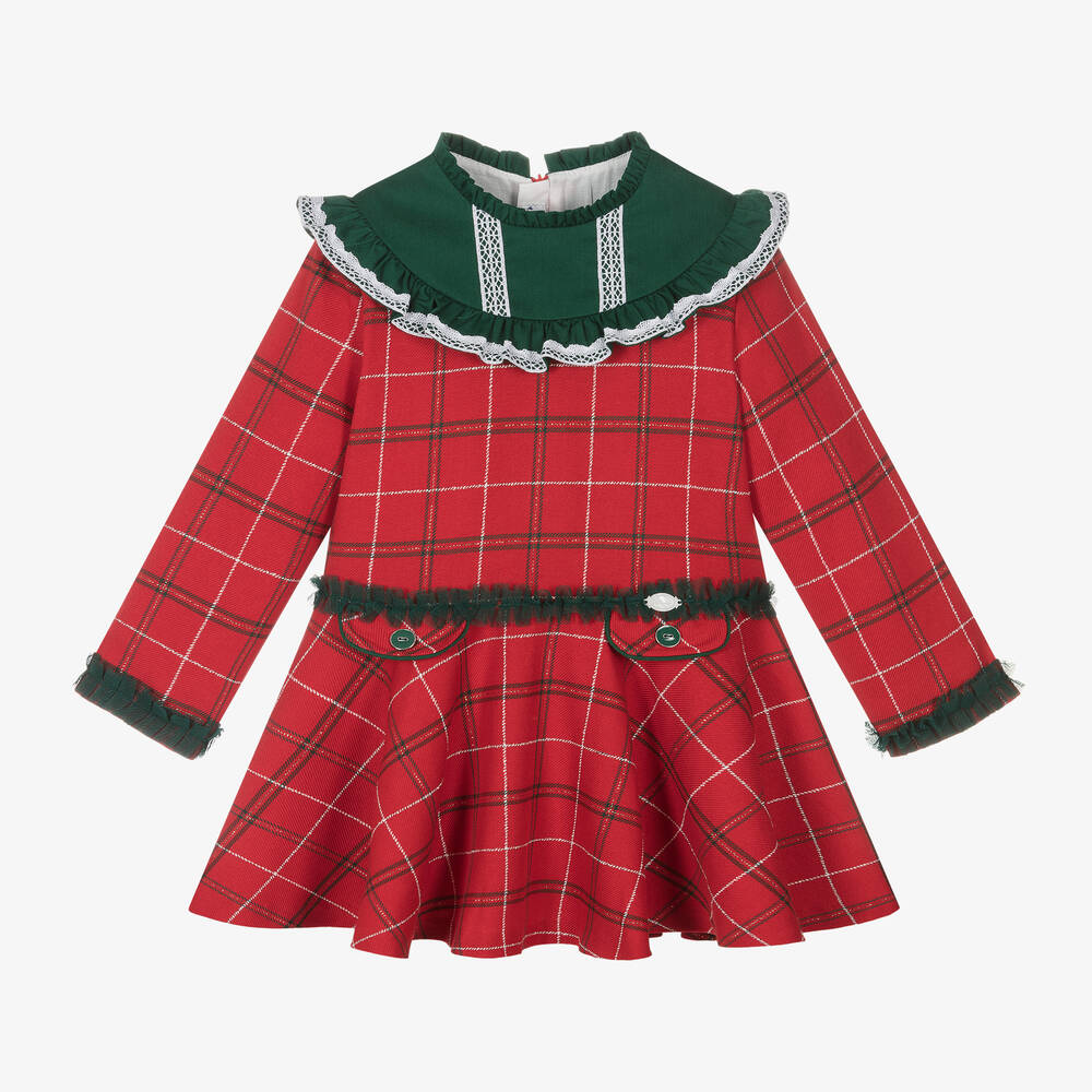 Miranda - Girls Red Checked Dress | Childrensalon