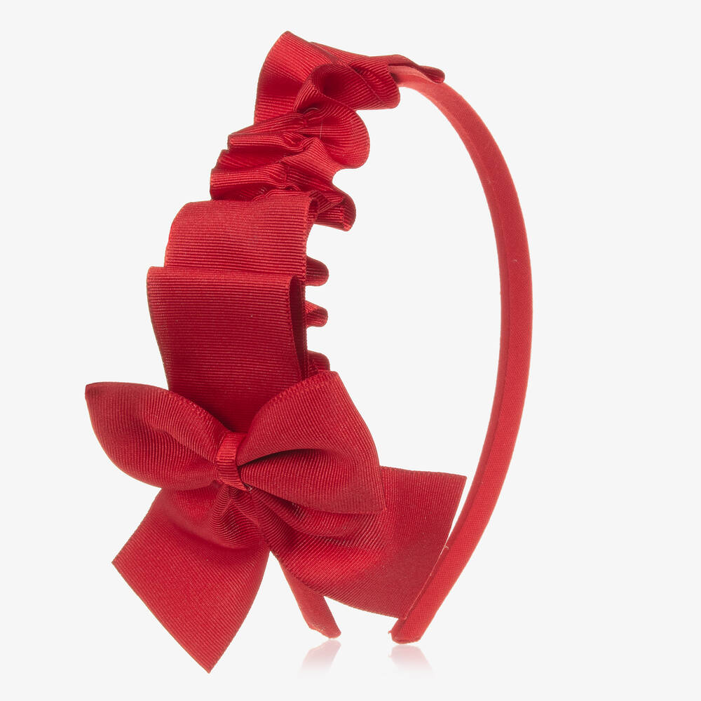 Miranda - Girls Red Grosgrain Ribbon Hairband | Childrensalon