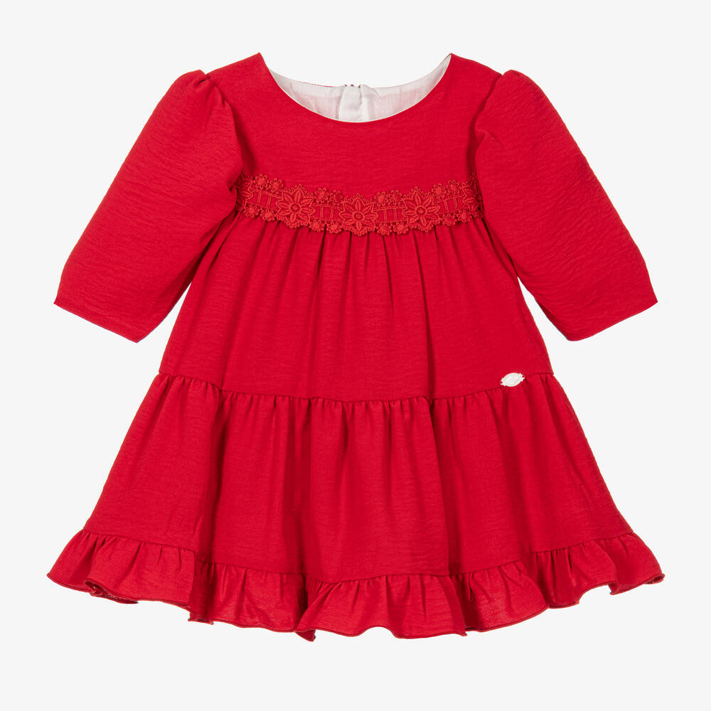 Miranda - Girls Red Tiered Dress | Childrensalon