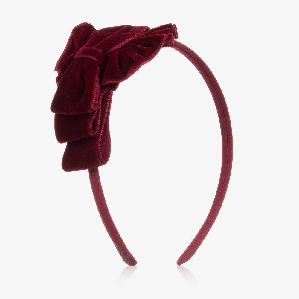 Miranda - Girls Red Velvet Hairband | Childrensalon