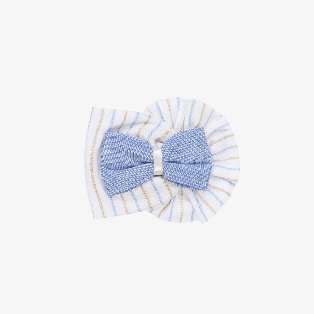 Miranda - Girls White & Blue Rosette Hairclip (11cm) | Childrensalon