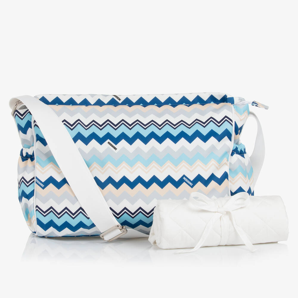 Missoni - Blue & White Zigzag Changing Bag (40cm) | Childrensalon