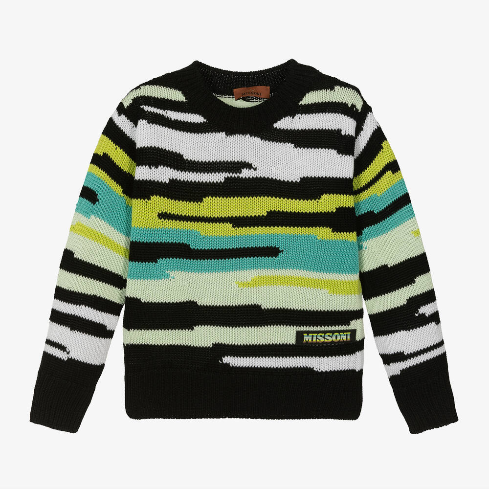 Missoni - Boys Black Zigzag Cotton Sweater | Childrensalon