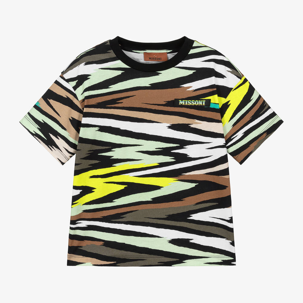 Missoni - Boys Black Zigzag Organic Cotton T-Shirt | Childrensalon